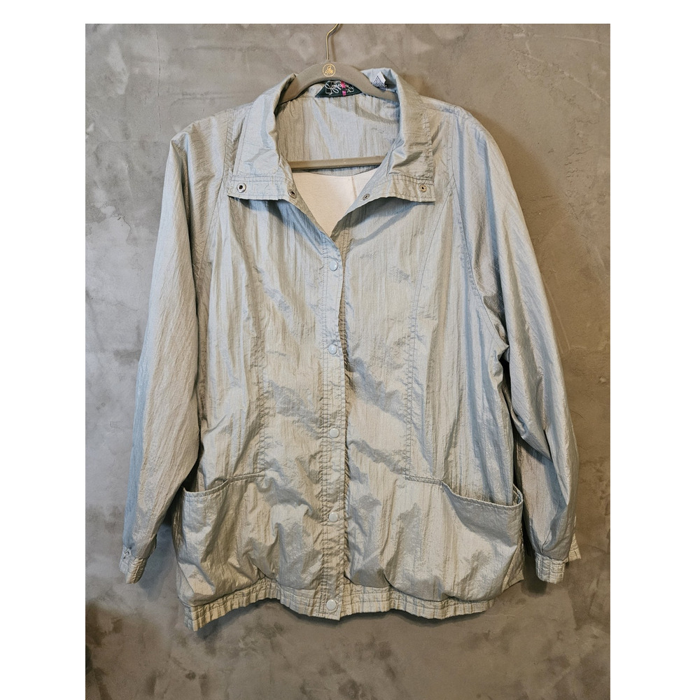 Haband Women’s XL Light Blue Snap Mid-Length Jacket Lined With Pockets